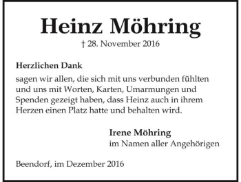 Traueranzeige von Heinz Möhring  von Magdeburger Volksstimme