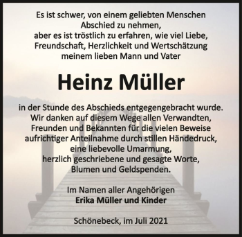 Traueranzeige von Heinz Müller  von Magdeburger Volksstimme