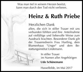 Traueranzeige von Heinz Priebe  von Magdeburger Volksstimme