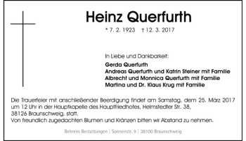 Traueranzeige von Heinz Querfurth  von Magdeburger Volksstimme