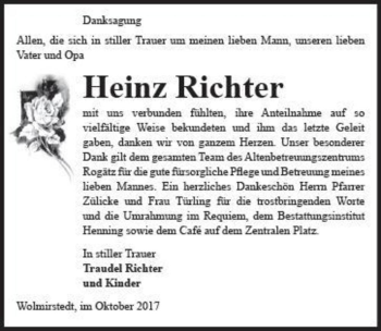 Traueranzeige von Heinz Richter  von Magdeburger Volksstimme