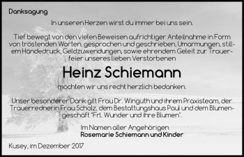 Traueranzeige von Heinz Schiemann  von Magdeburger Volksstimme