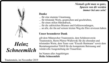 Traueranzeige von Heinz Schneemilch  von Magdeburger Volksstimme