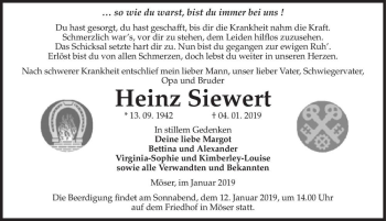 Traueranzeige von Heinz Siewert  von Magdeburger Volksstimme