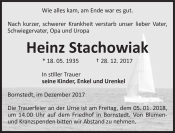 Traueranzeige von Heinz Stachowiak  von Magdeburger Volksstimme