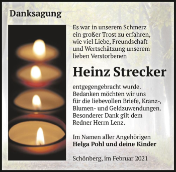 Traueranzeige von Heinz Strecker  von Magdeburger Volksstimme