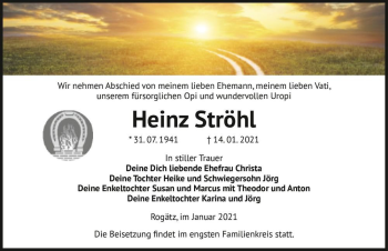 Traueranzeige von Heinz Ströhl  von Magdeburger Volksstimme