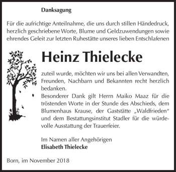 Traueranzeige von Heinz Thielecke  von Magdeburger Volksstimme