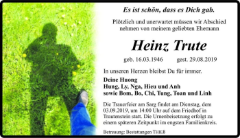 Traueranzeige von Heinz Trute  von Magdeburger Volksstimme
