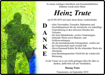 Traueranzeige von Heinz Trute  von Magdeburger Volksstimme