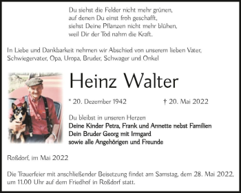 Traueranzeige von Heinz Walter  von Magdeburger Volksstimme