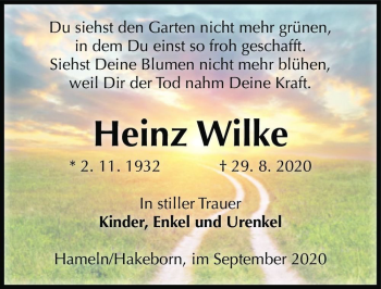 Traueranzeige von Heinz Wilke  von Magdeburger Volksstimme