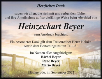 Traueranzeige von Heinzeckart Beyer  von Magdeburger Volksstimme