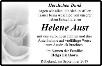 Traueranzeige von Helene Aust  von Magdeburger Volksstimme