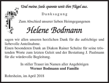 Traueranzeige von Helene Bodmann  von Magdeburger Volksstimme