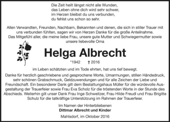 Traueranzeige von Helga Albrecht  von Magdeburger Volksstimme