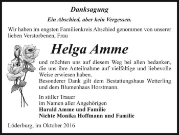 Traueranzeige von Helga Amme  von Magdeburger Volksstimme