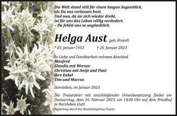 Traueranzeige von Helga Aust (geb. Brandt)  von Magdeburger Volksstimme