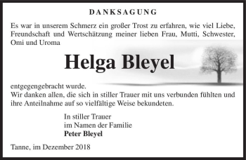 Traueranzeige von Helga Bleyel  von Magdeburger Volksstimme