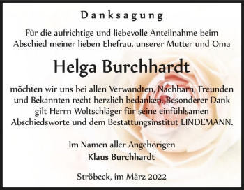 Traueranzeige von Helga Buchhardt  von Magdeburger Volksstimme