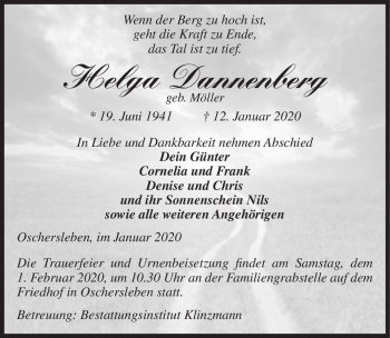 Traueranzeige von Helga Dannenberg (geb. Möller)  von Magdeburger Volksstimme