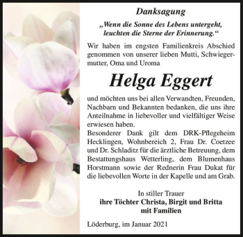 Traueranzeige von Helga Eggert  von Magdeburger Volksstimme