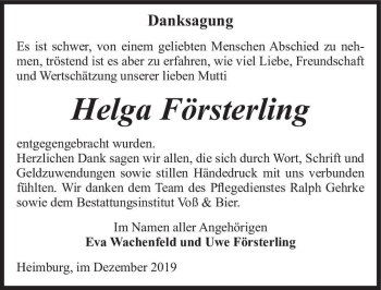 Traueranzeige von Helga Försterling  von Magdeburger Volksstimme