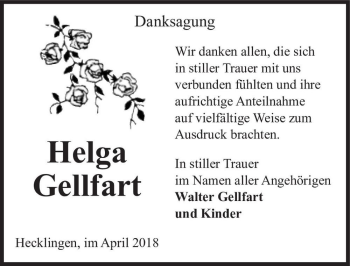 Traueranzeige von Helga Gellfart  von Magdeburger Volksstimme
