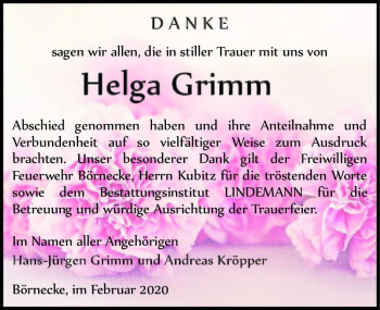Traueranzeige von Helga Grimm  von Magdeburger Volksstimme