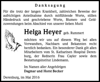 Traueranzeige von Helga Heyer (geb. Rummert)  von Magdeburger Volksstimme