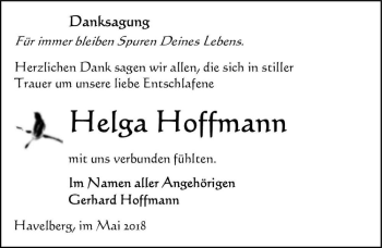 Traueranzeige von Helga Hoffmann  von Magdeburger Volksstimme