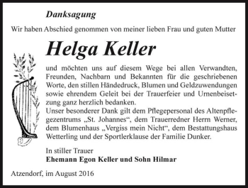 Traueranzeige von Helga Keller  von Magdeburger Volksstimme