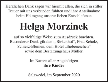 Traueranzeige von Helga Morzinek  von Magdeburger Volksstimme