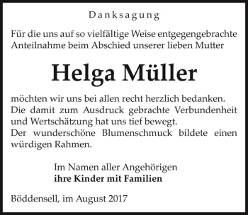 Traueranzeige von Helga Müller  von Magdeburger Volksstimme
