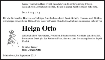Traueranzeige von Helga Otto  von Magdeburger Volksstimme