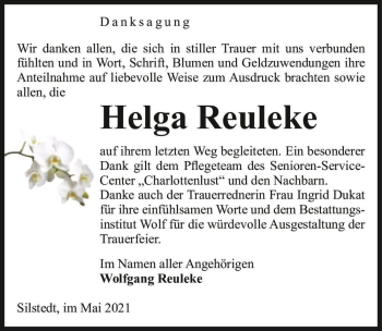 Traueranzeige von Helga Reuleke  von Magdeburger Volksstimme