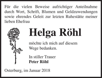 Traueranzeige von Helga Röhl  von Magdeburger Volksstimme