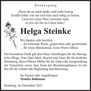 Traueranzeige von Helga Steinke  von Magdeburger Volksstimme