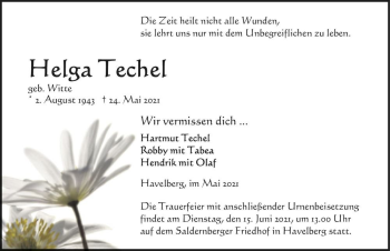Traueranzeige von Helga Techel (geb. Witte)  von Magdeburger Volksstimme