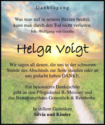 Traueranzeige von Helga Voigt  von Magdeburger Volksstimme