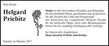 Traueranzeige von Helgard Priebitz  von Magdeburger Volksstimme