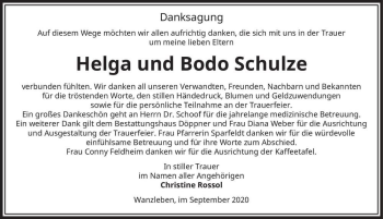 Traueranzeige von Helga und Bodo Schulze  von Magdeburger Volksstimme
