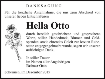Traueranzeige von Hella Otto  von Magdeburger Volksstimme