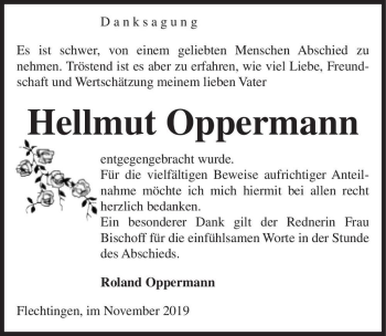 Traueranzeige von Hellmut Oppermann  von Magdeburger Volksstimme