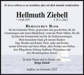 Traueranzeige von Hellmuth Ziebell  von Magdeburger Volksstimme