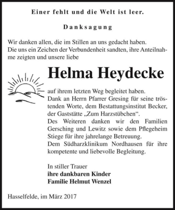 Traueranzeige von Helma Heydecke  von Magdeburger Volksstimme