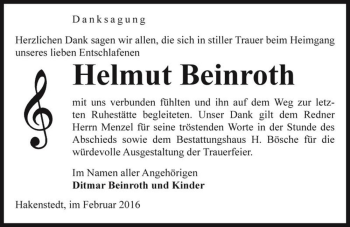 Traueranzeige von Helmut Beinroth  von Magdeburger Volksstimme