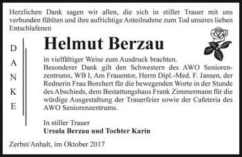 Traueranzeige von Helmut Berzau  von Magdeburger Volksstimme