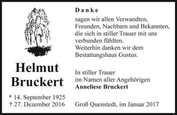 Traueranzeige von Helmut Bruckert  von Magdeburger Volksstimme