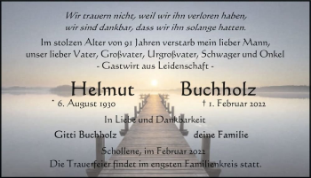 Traueranzeige von Helmut Buchholz  von Magdeburger Volksstimme